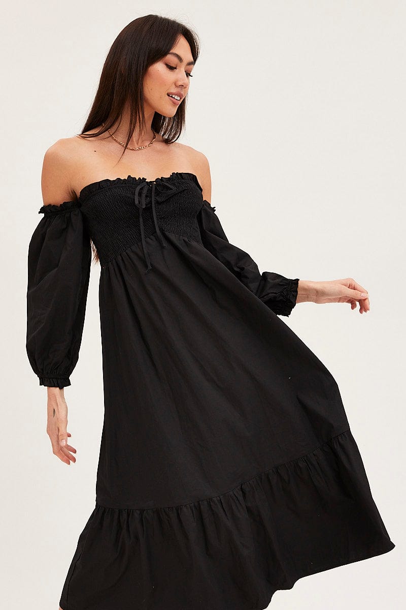 Women's Black Dress Off Shoulder Maxi | Ally Fashion Women's Black Dress Off Shoulder Maxi | Ally Fashion