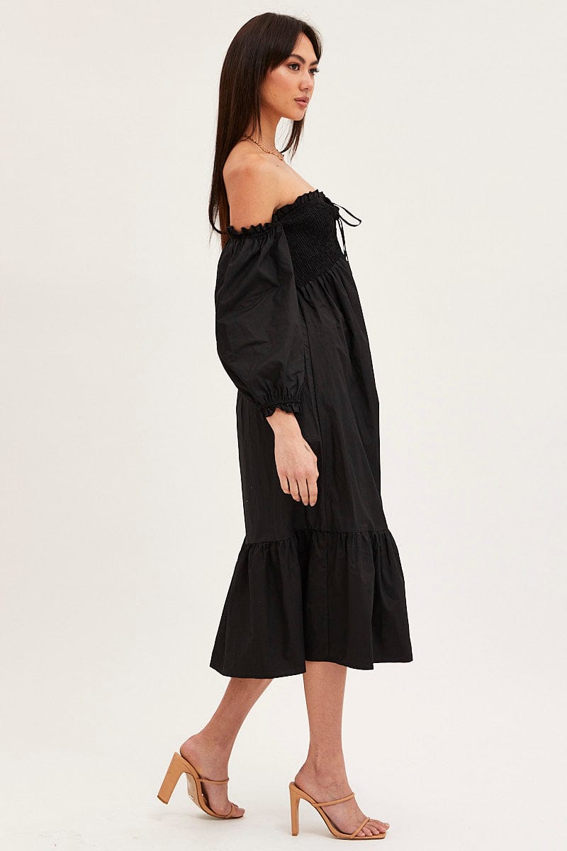 MAXI DRESS Black Dress Off Shoulder Maxi for Women by Ally