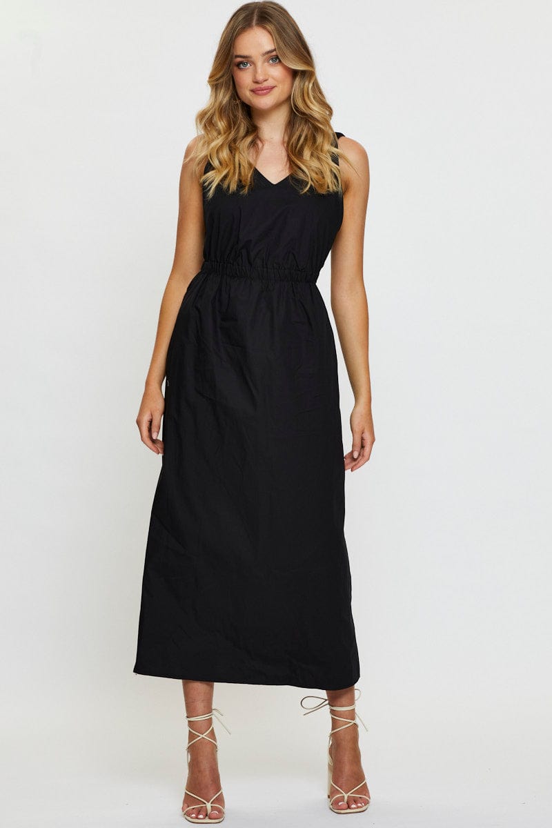 MAXI DRESS Black Maxi Dress Sleeveless for Women by Ally