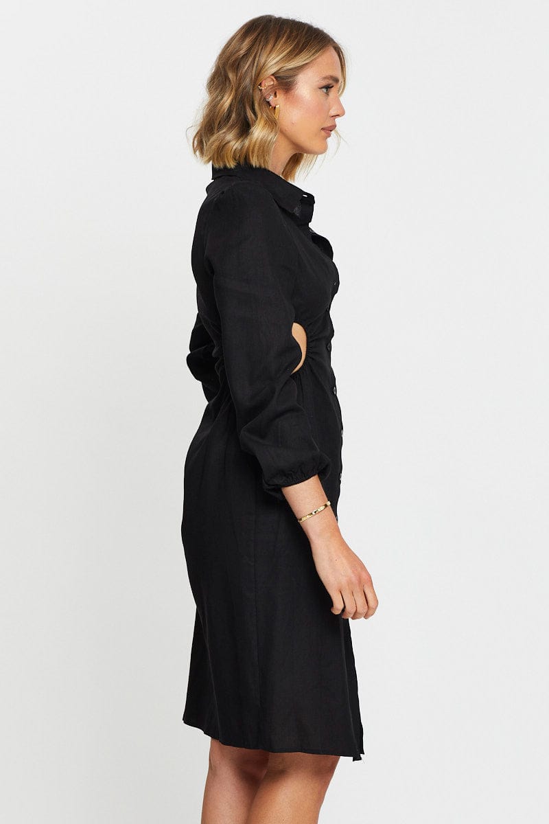 MAXI DRESS Black Mini Dress Long Sleeve for Women by Ally