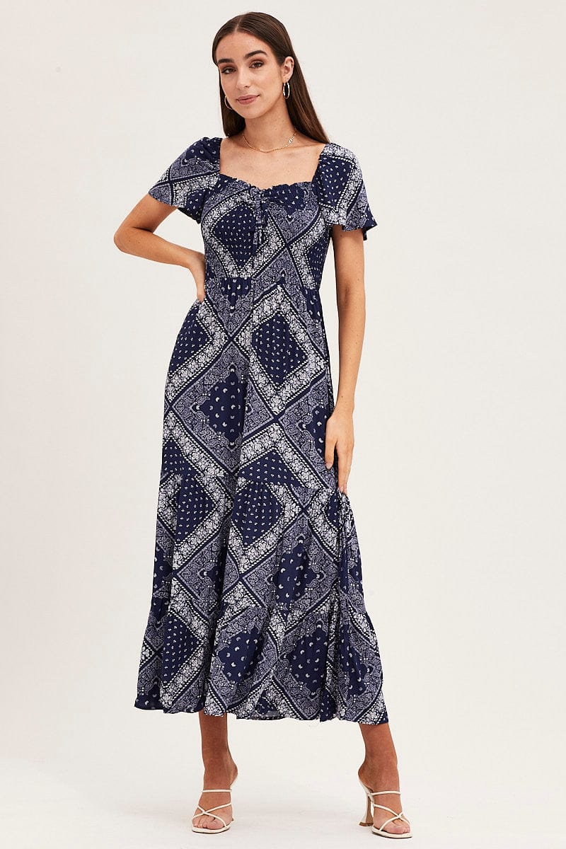 MAXI DRESS Boho Print Midi Dress for Women by Ally