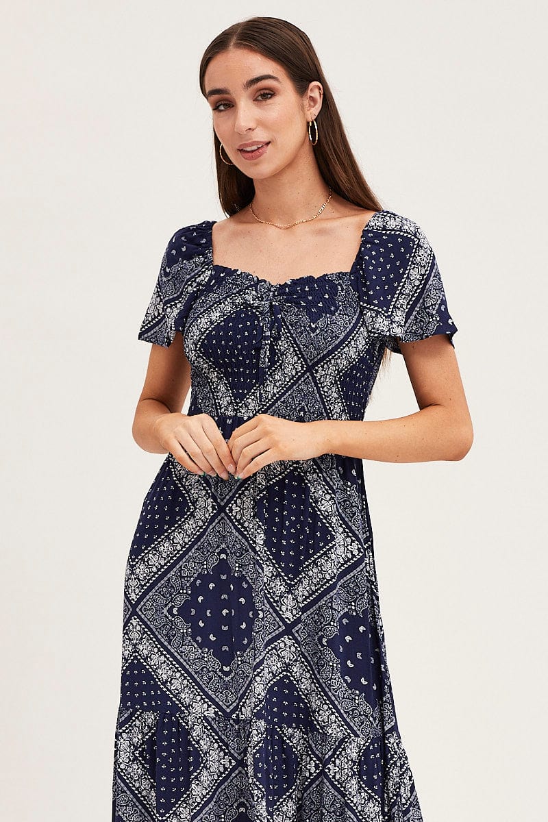 MAXI DRESS Boho Print Midi Dress for Women by Ally