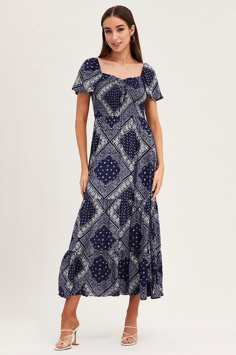 MAXI DRESS Boho Print Midi Dress for Women by Ally