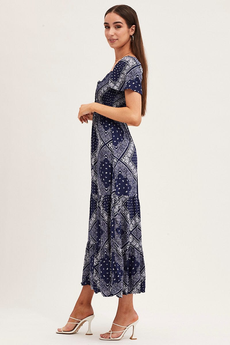 MAXI DRESS Boho Print Midi Dress for Women by Ally