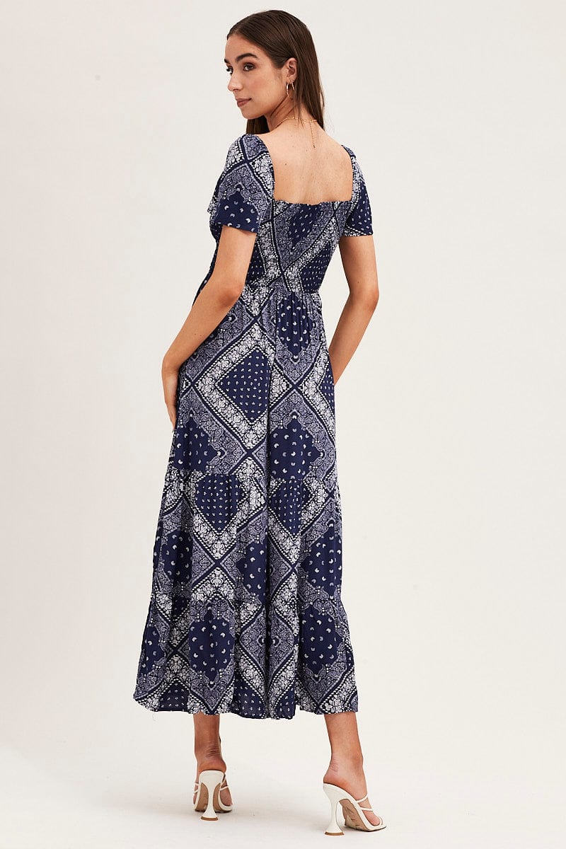 MAXI DRESS Boho Print Midi Dress for Women by Ally