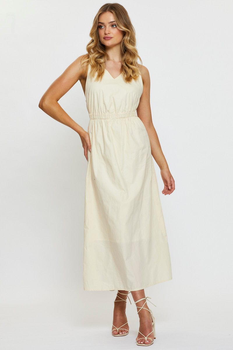 MAXI DRESS Camel Maxi Dress Sleeveless for Women by Ally