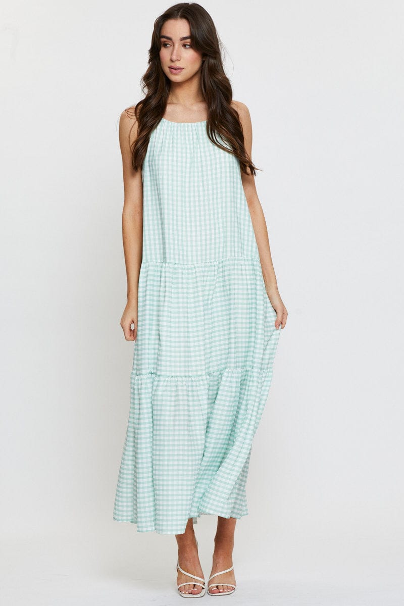 Women’s Check A Line Dress Maxi | Ally Fashion