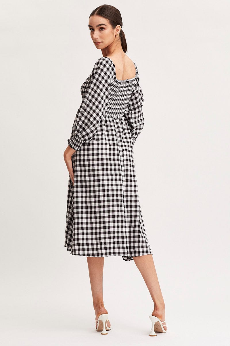 MAXI DRESS Check Dress Long Sleeve Maxi for Women by Ally