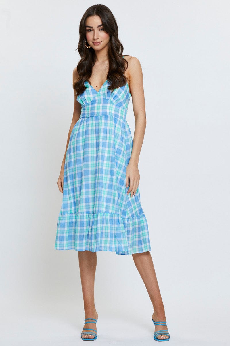 MAXI DRESS Check Midi Dress Sleeveless for Women by Ally