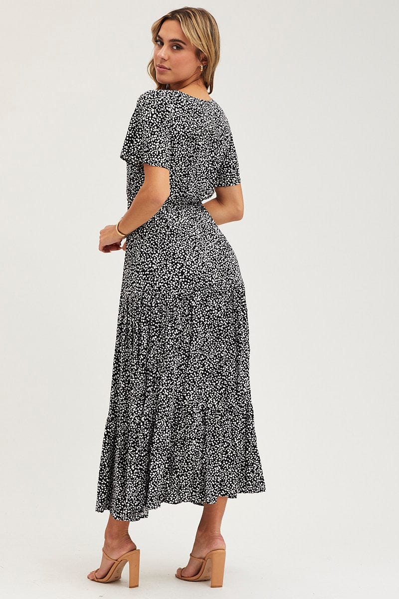 MAXI DRESS Geo Print Maxi Dress Short Sleeve for Women by Ally