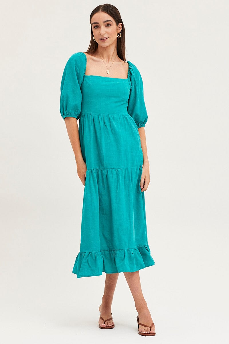 Women's Green Maxi Dress Linen | Ally Fashion Women's Green Maxi Dress Linen | Ally Fashion
