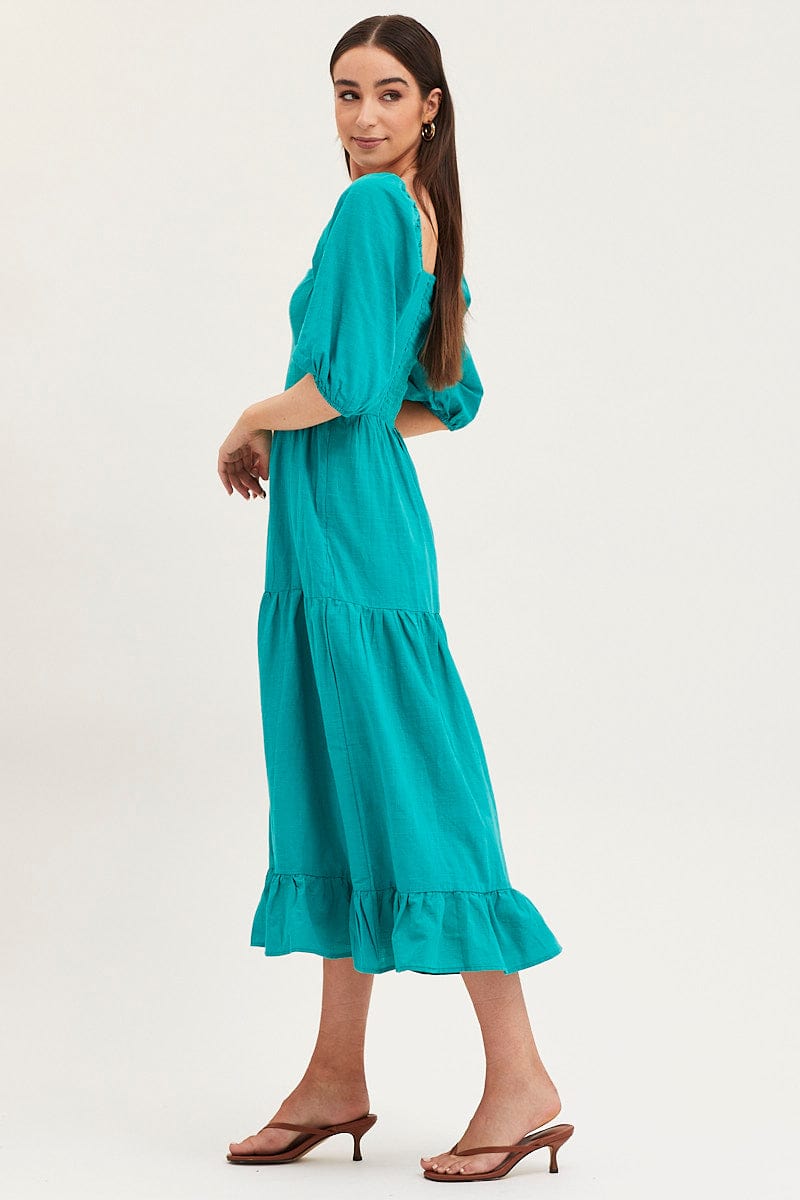 Women's Green Maxi Dress Linen | Ally Fashion Women's Green Maxi Dress Linen | Ally Fashion