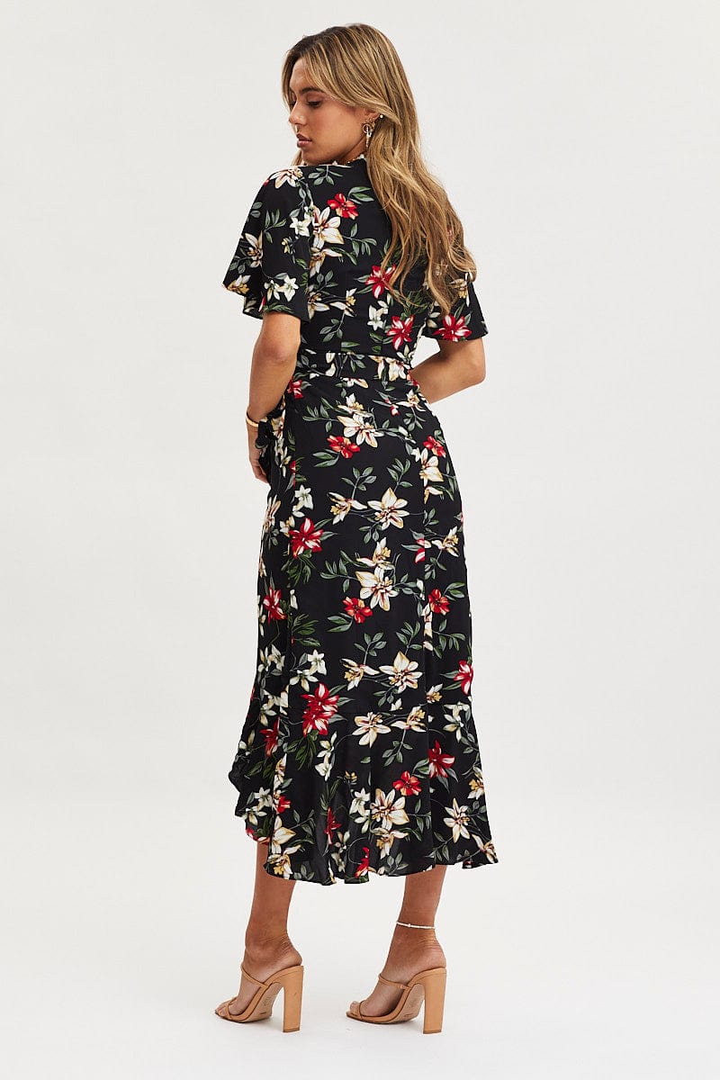MAXI DRESS Print Dress Short Sleeve Maxi for Women by Ally