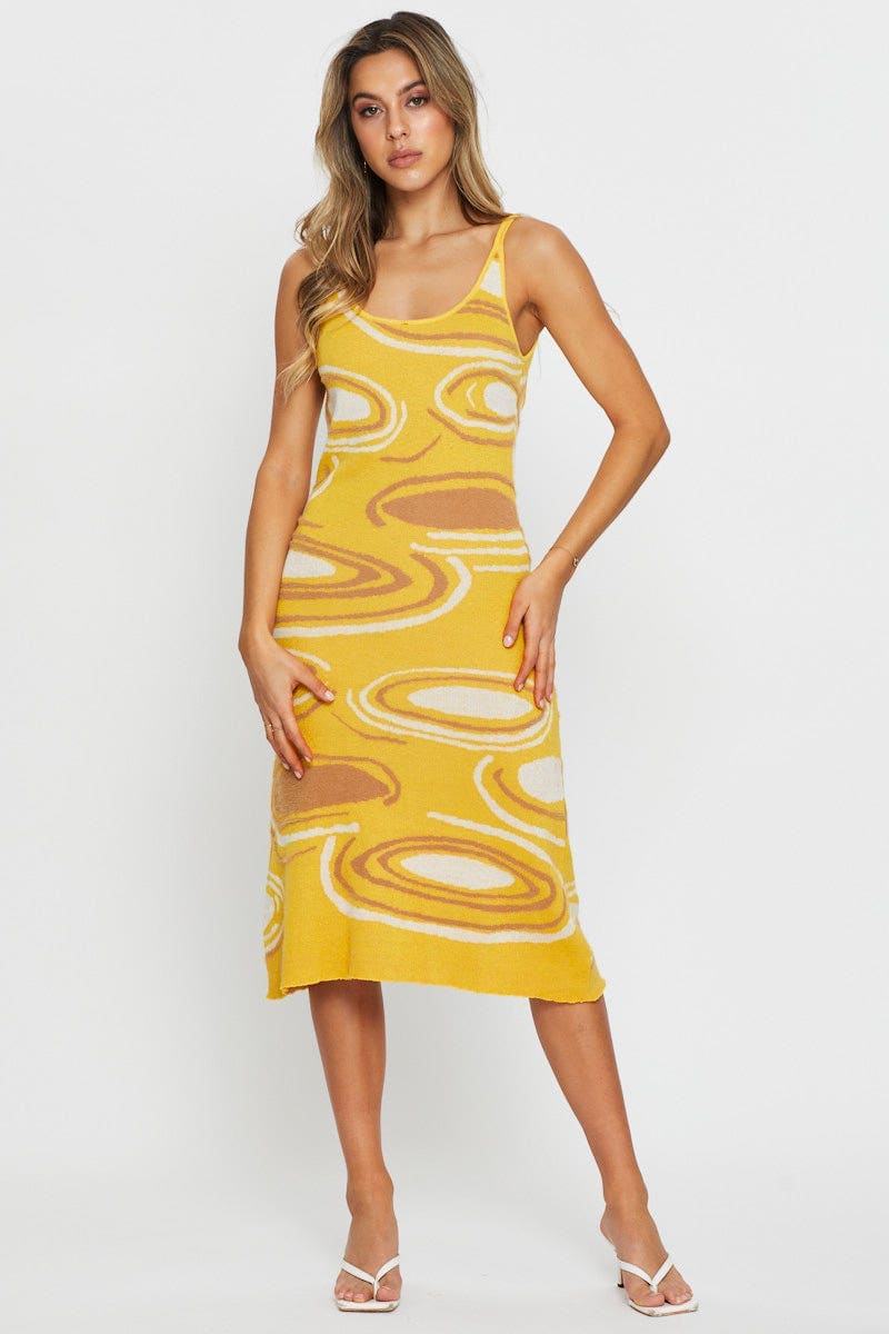 MAXI DRESS Print Knit Dress Midi for Women by Ally