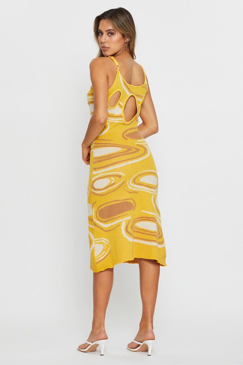MAXI DRESS Print Knit Dress Midi for Women by Ally