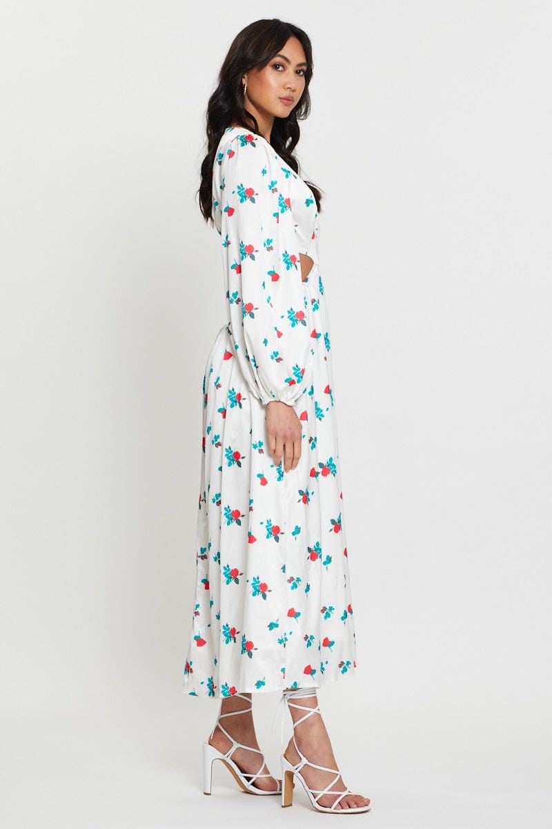 MAXI DRESS Print Maxi Dress Long Sleeve for Women by Ally
