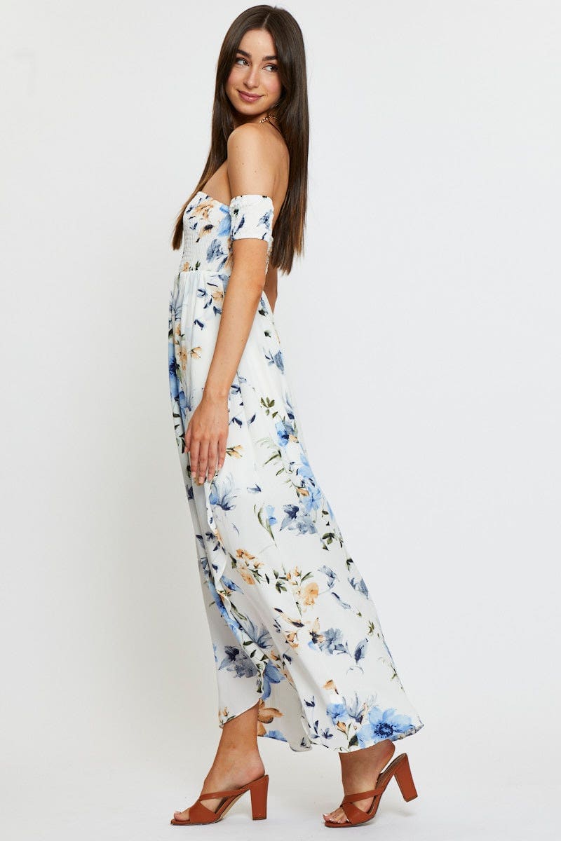 MAXI DRESS Print Maxi Dress Off Shoulder for Women by Ally