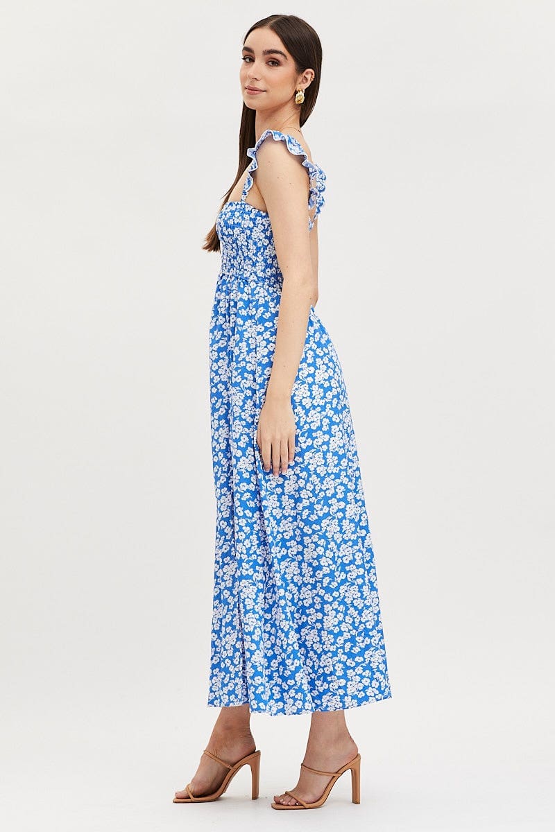 MAXI DRESS Print Maxi Dress Shirred for Women by Ally