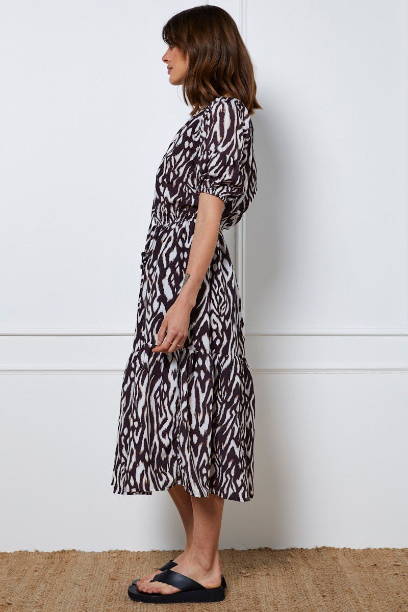 MAXI DRESS Print Maxi Dress Short Sleeve for Women by Ally