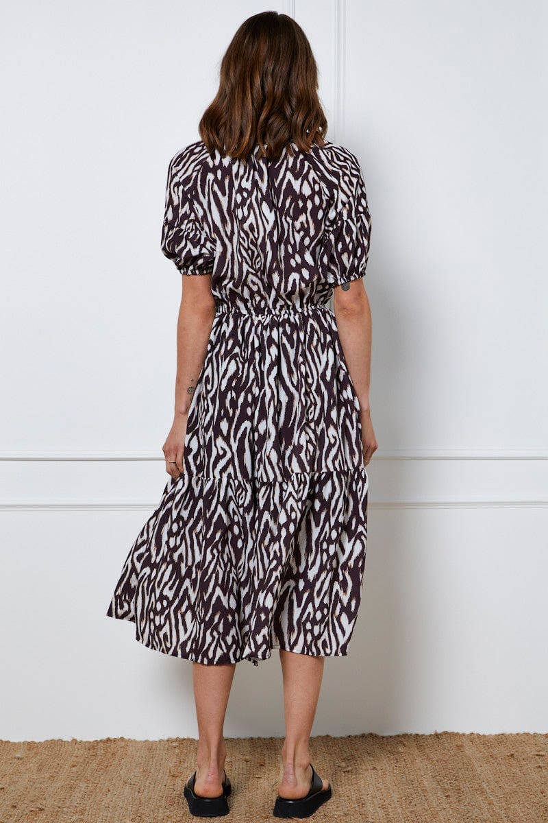 MAXI DRESS Print Maxi Dress Short Sleeve for Women by Ally