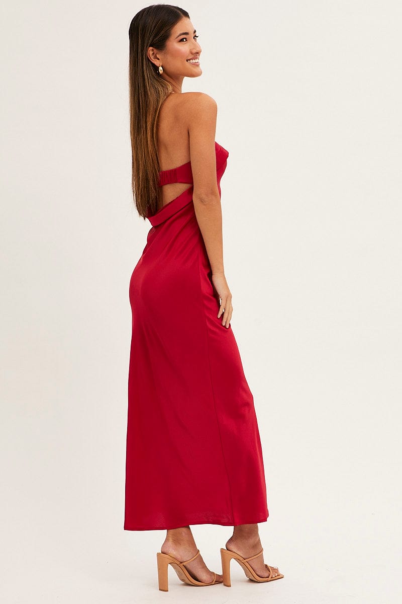 Cheyanne Satin Maxi Dress | Dark Red – Oh Hello Clothing