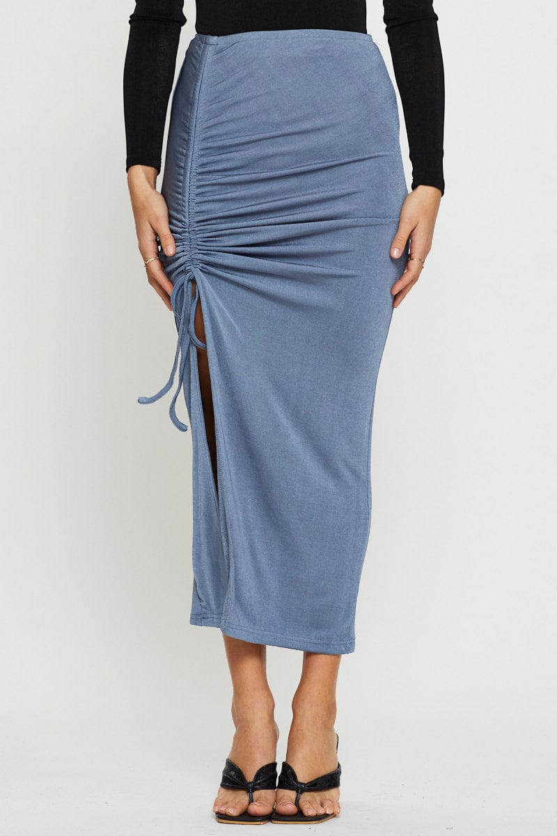 MAXI FRONT SPLIT Blue Maxi Skirt Front Slit for Women by Ally