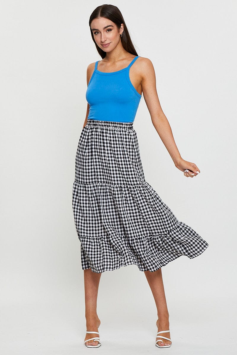 MAXI MW OCCATION Check Midi Skirt High Rise for Women by Ally