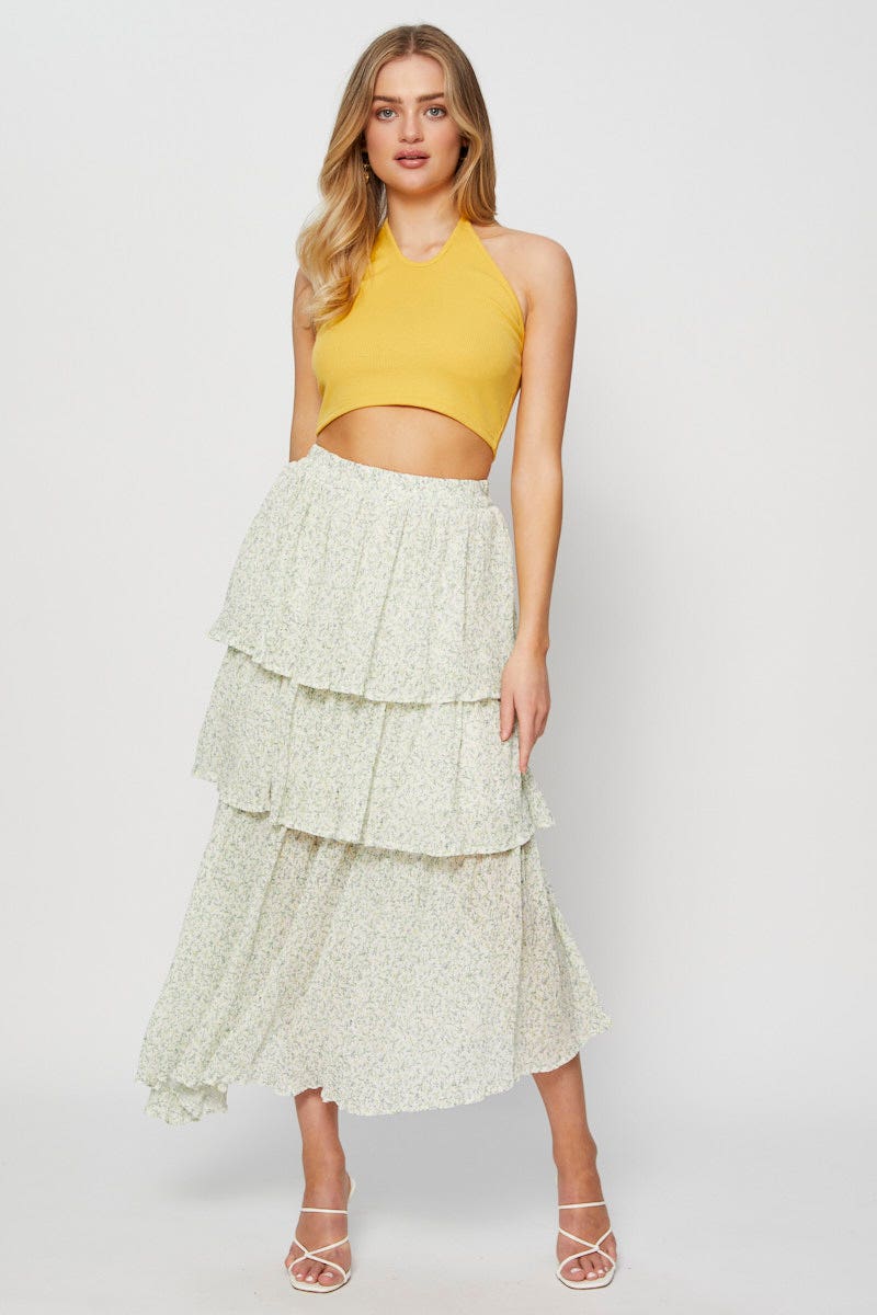 MAXI REPAXED Print Cancan Layered Skirt for Women by Ally