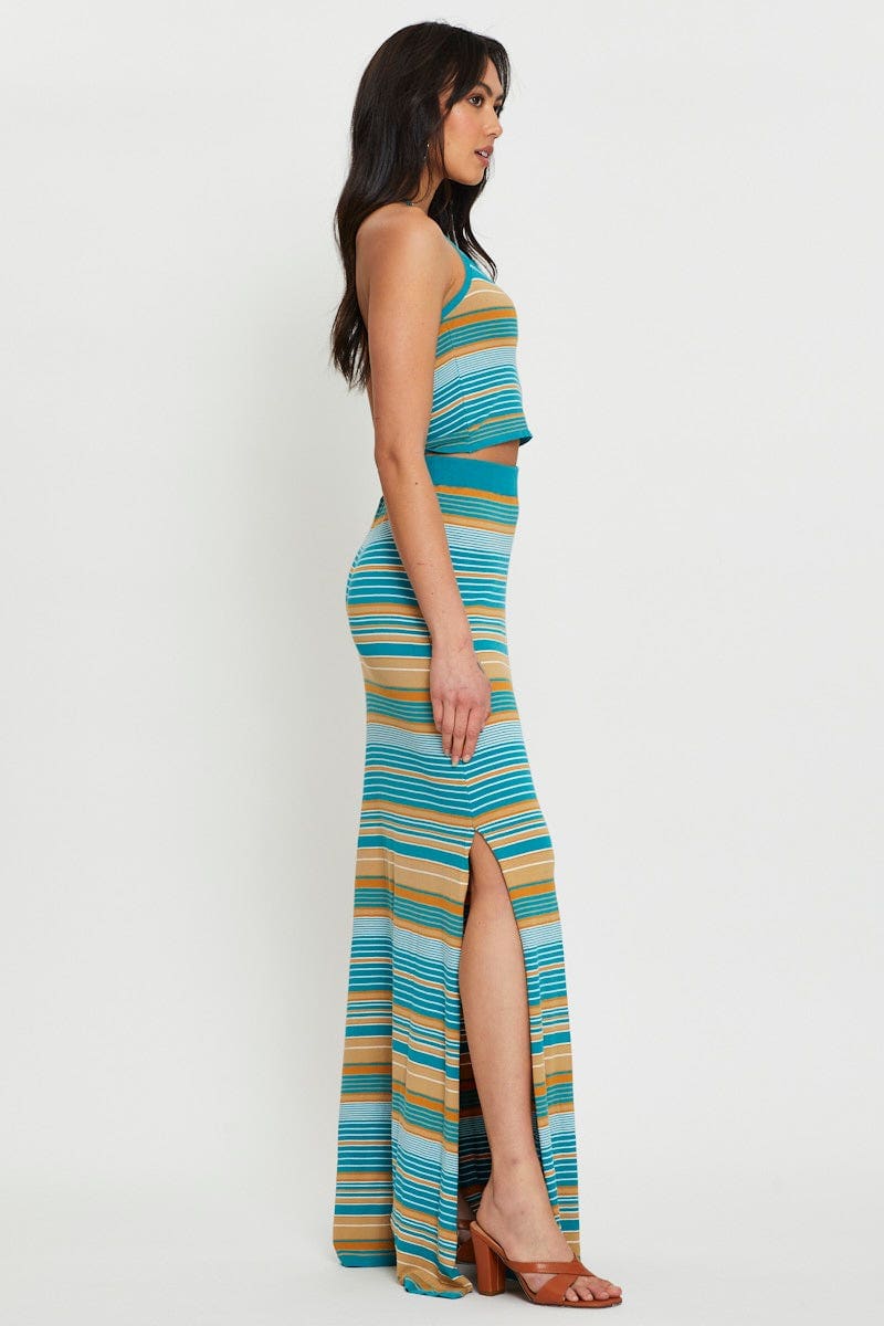 MAXI REPAXED Stripe Knit Skirt Maxi for Women by Ally