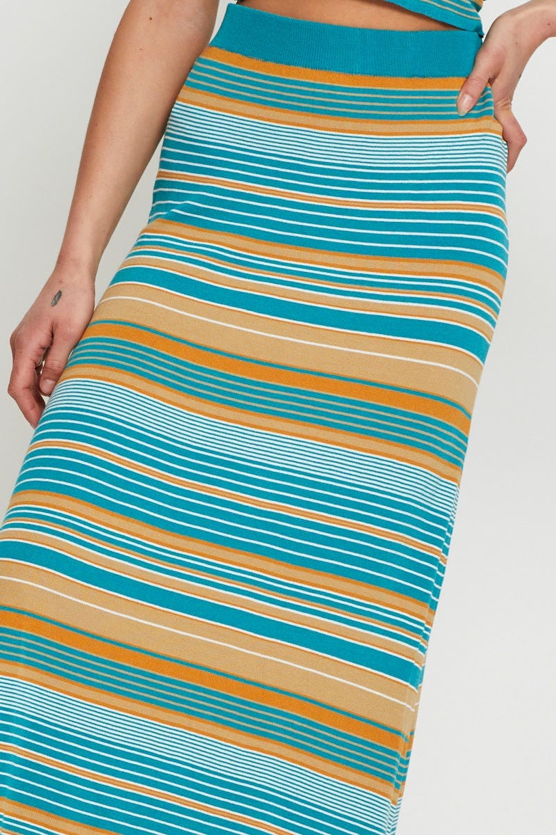 MAXI REPAXED Stripe Knit Skirt Maxi for Women by Ally
