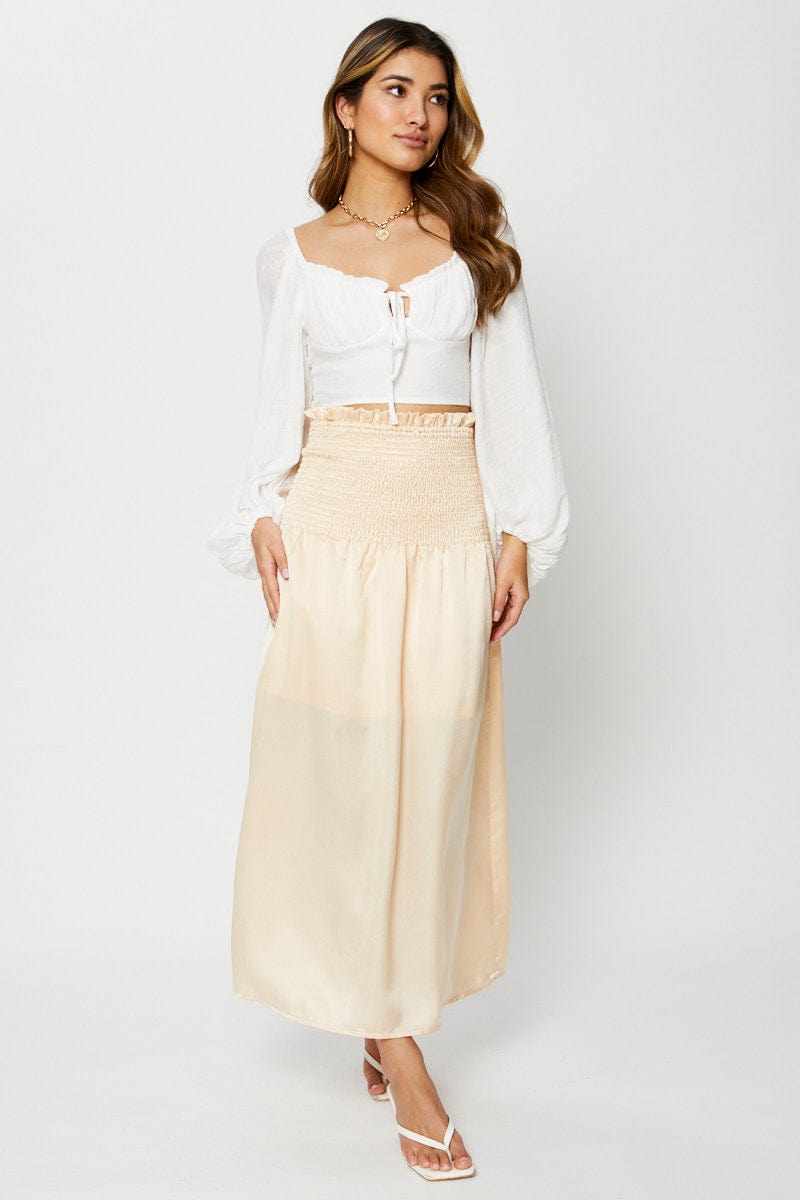 MAXI REPAXED White Maxi Skirt Satin for Women by Ally