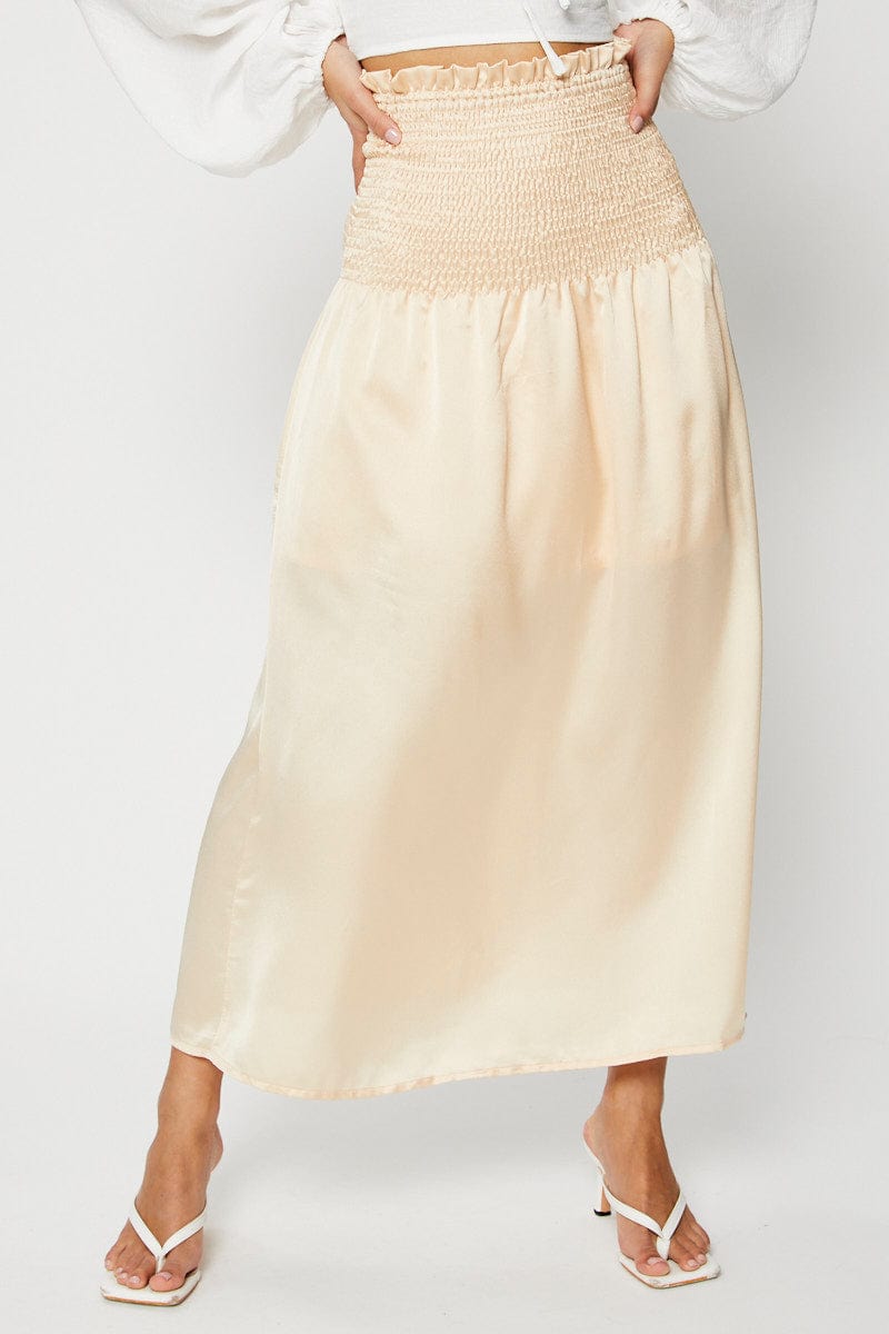 MAXI REPAXED White Maxi Skirt Satin for Women by Ally