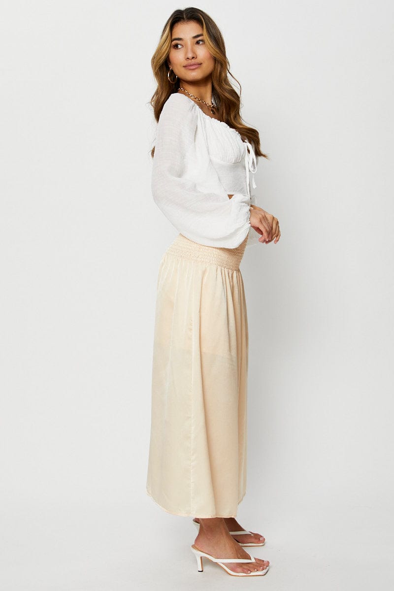 MAXI REPAXED White Maxi Skirt Satin for Women by Ally