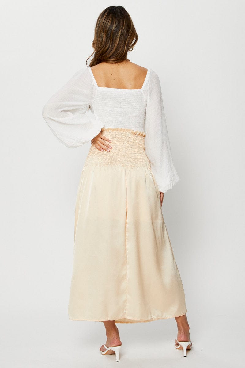 MAXI REPAXED White Maxi Skirt Satin for Women by Ally