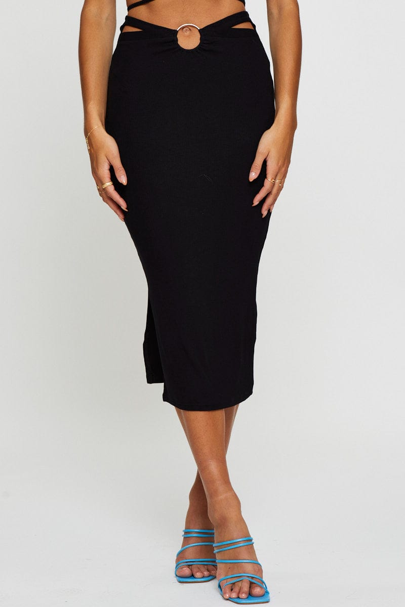 MAXI SIDE SPLIT Black Maxi Skirt Side Split for Women by Ally