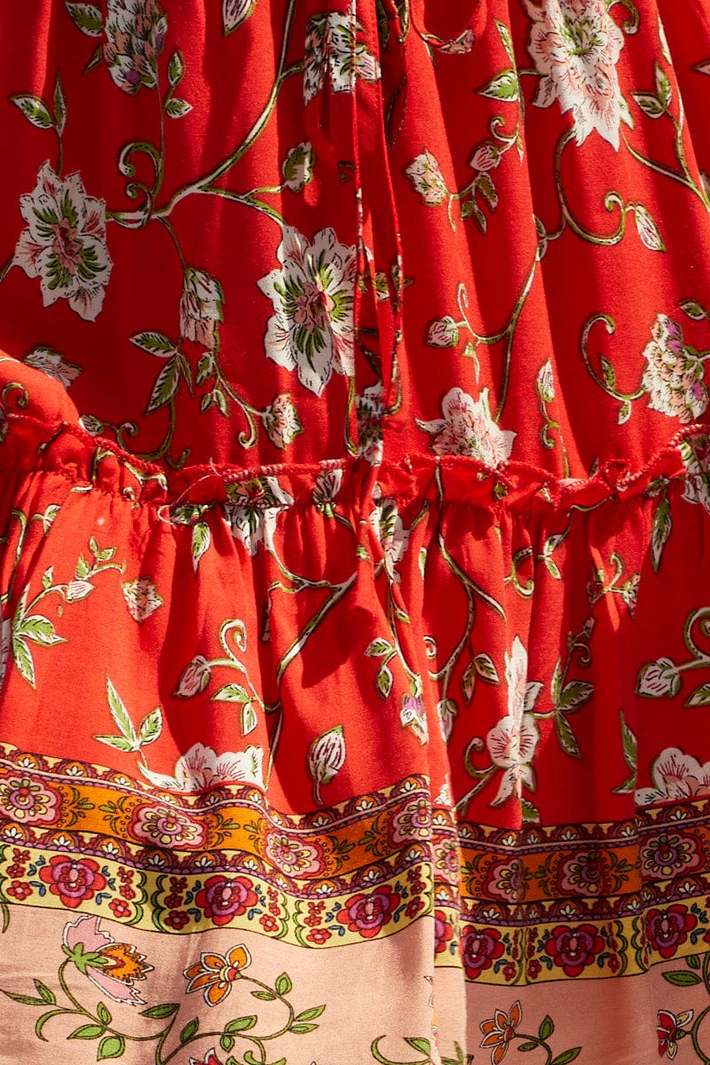 MAXI SIDE SPLIT Boho Print Flare Skirt Mini High Rise for Women by Ally