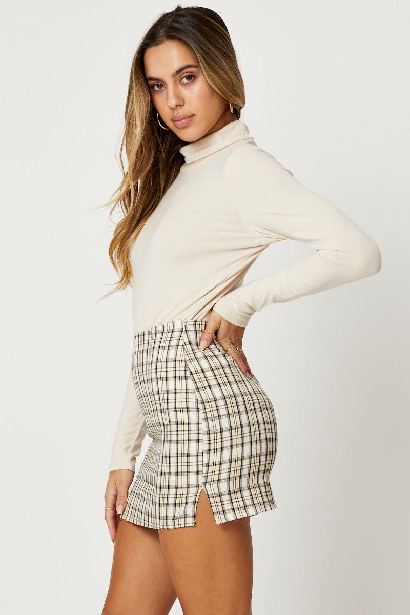 MAXI SIDE SPLIT Check Mini Skirt for Women by Ally