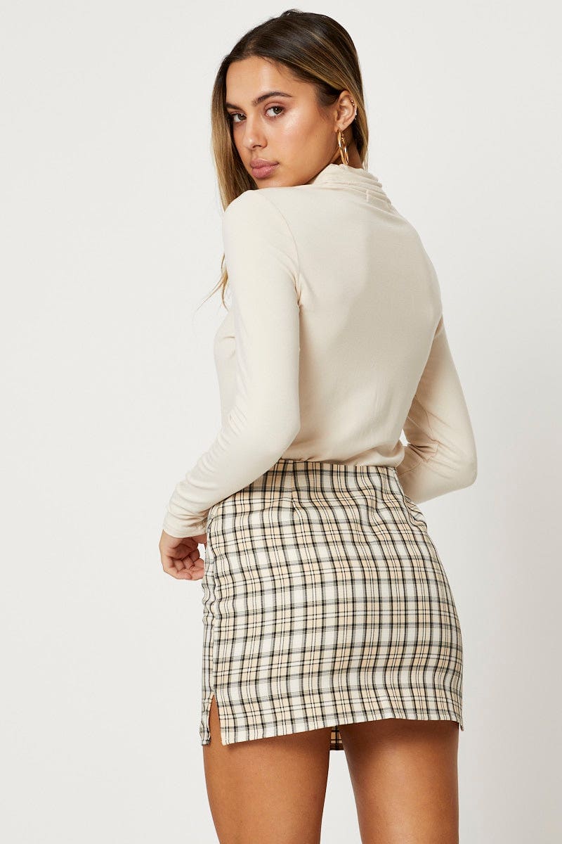 MAXI SIDE SPLIT Check Mini Skirt for Women by Ally