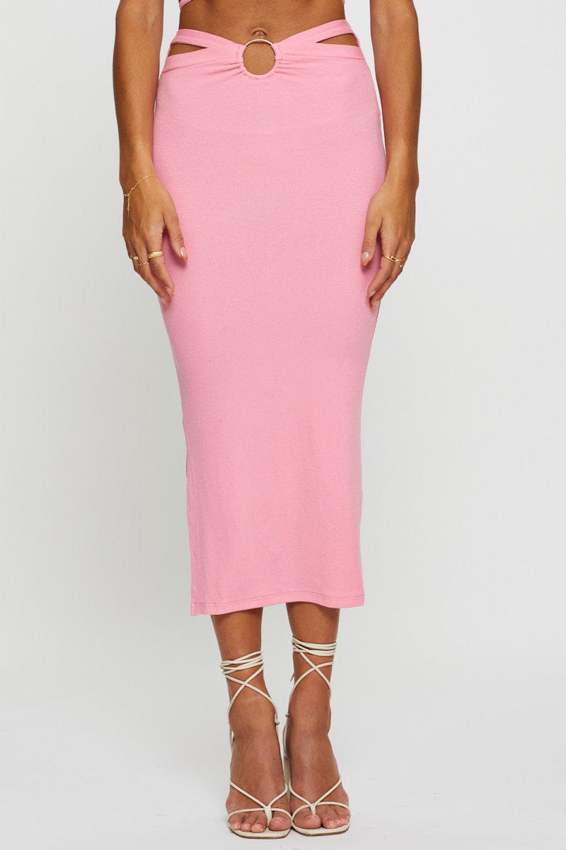 MAXI SIDE SPLIT Pink Maxi Skirt Side Split for Women by Ally