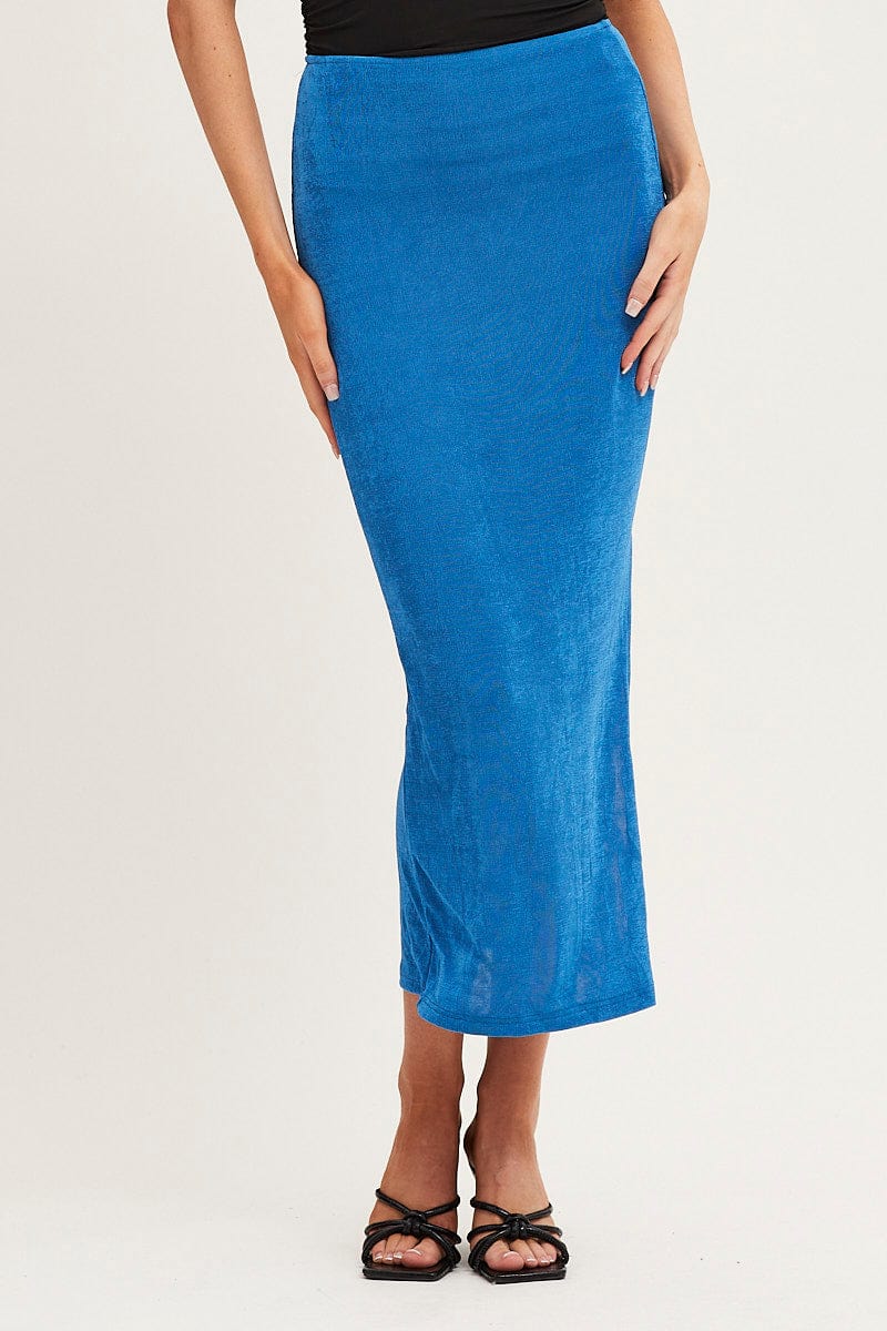 MAXI SKIRT Blue Maxi Skirt High Rise for Women by Ally