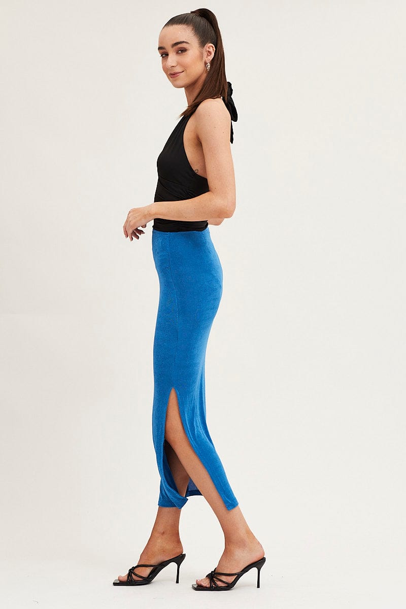 MAXI SKIRT Blue Maxi Skirt High Rise for Women by Ally