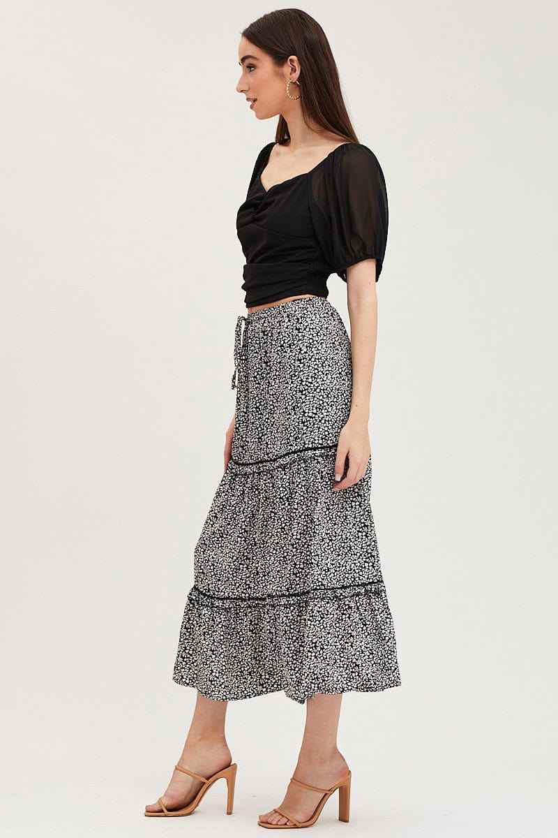 MAXI SKIRT Ditsy Print Maxi Skirt High Rise for Women by Ally