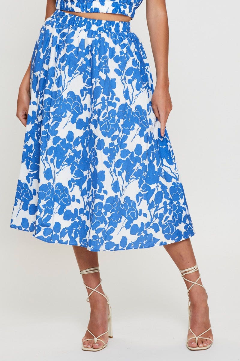 MIDI A LINE Print Midi Skirt High Rise for Women by Ally