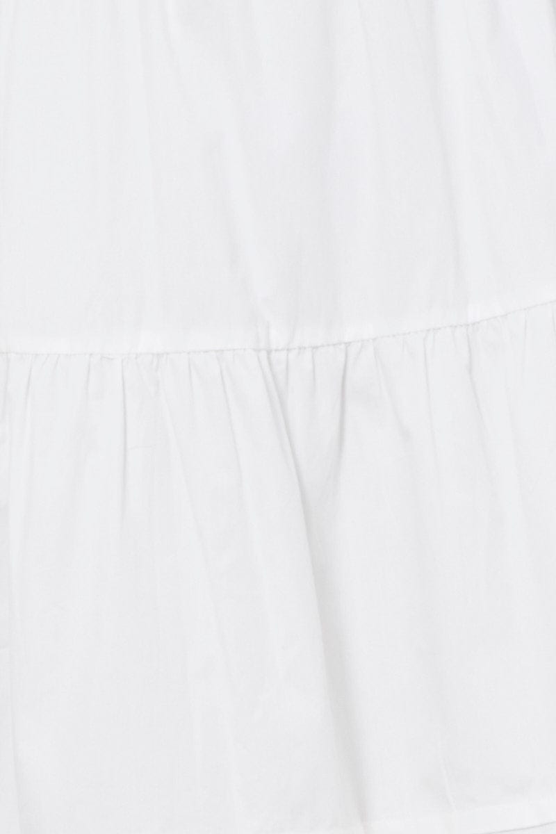 MIDI A LINE White Tiered Maxi Skirt for Women by Ally