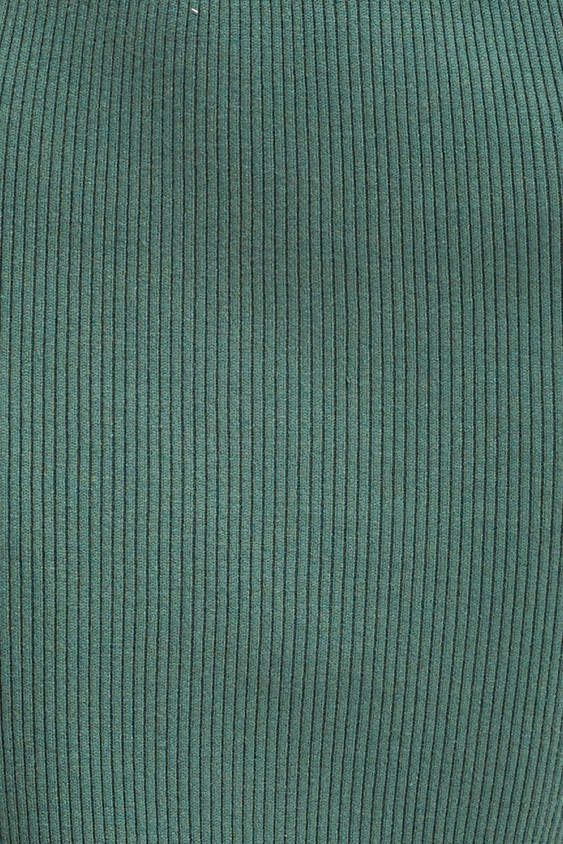 MIDI BODYCON Green Knit Skirt Midi Side Split for Women by Ally