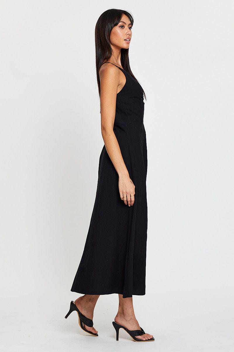 Women’s Black A Line Dress Sleeveless Midi | Ally Fashion
