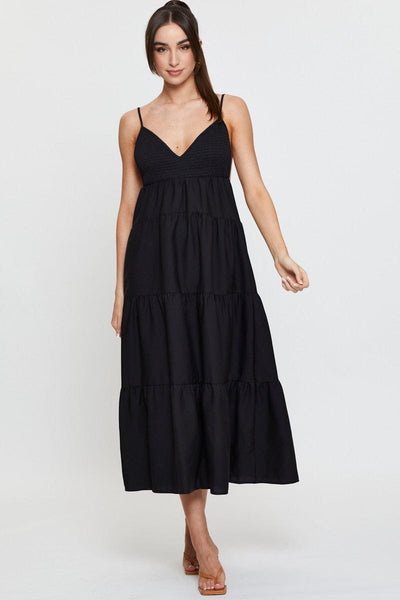 Women's Black Maxi Dress Sleeveless V Neck