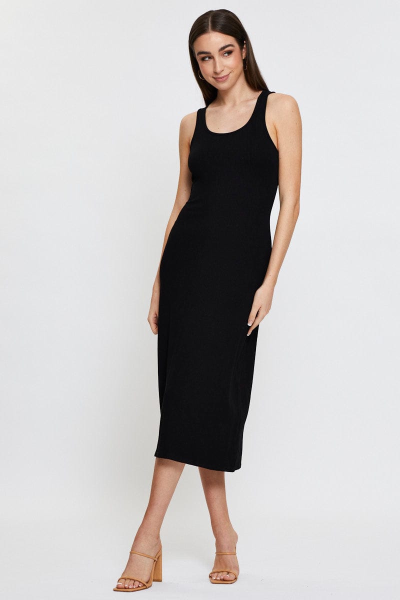 MIDI DRESS Black Midi Dress Sleeveless for Women by Ally