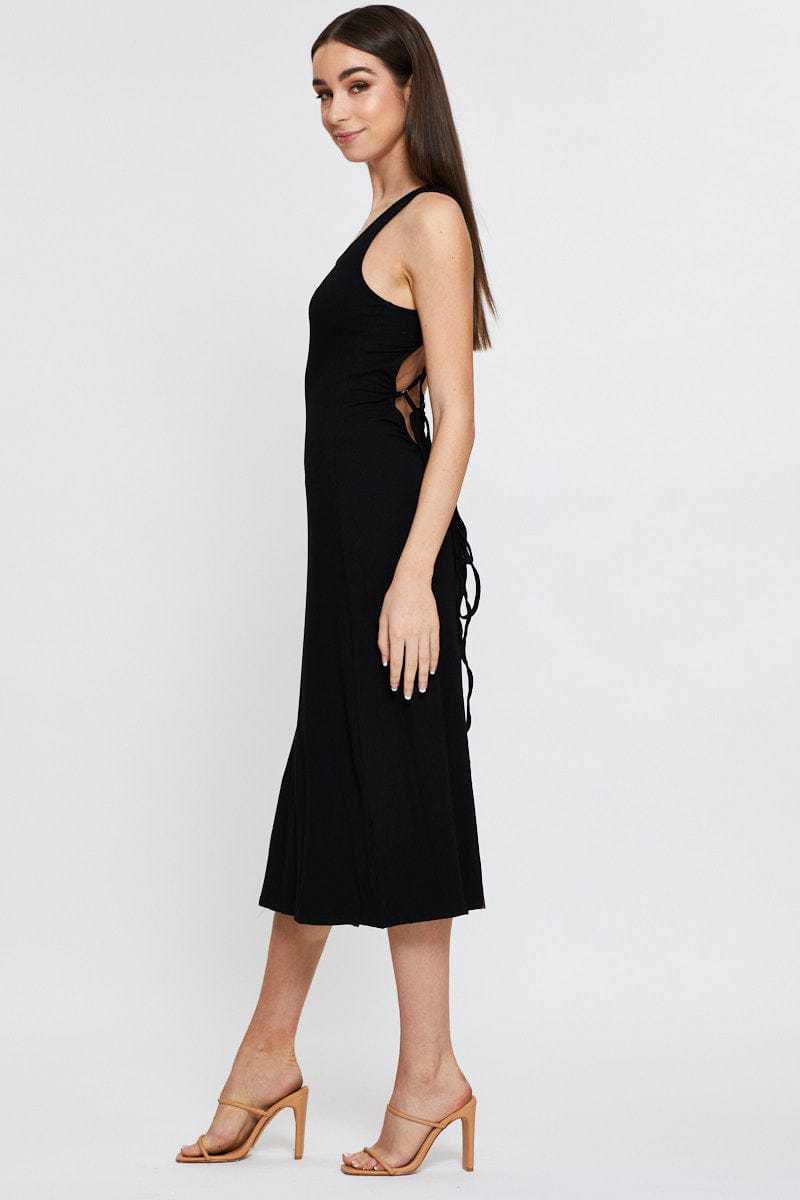 MIDI DRESS Black Midi Dress Sleeveless for Women by Ally