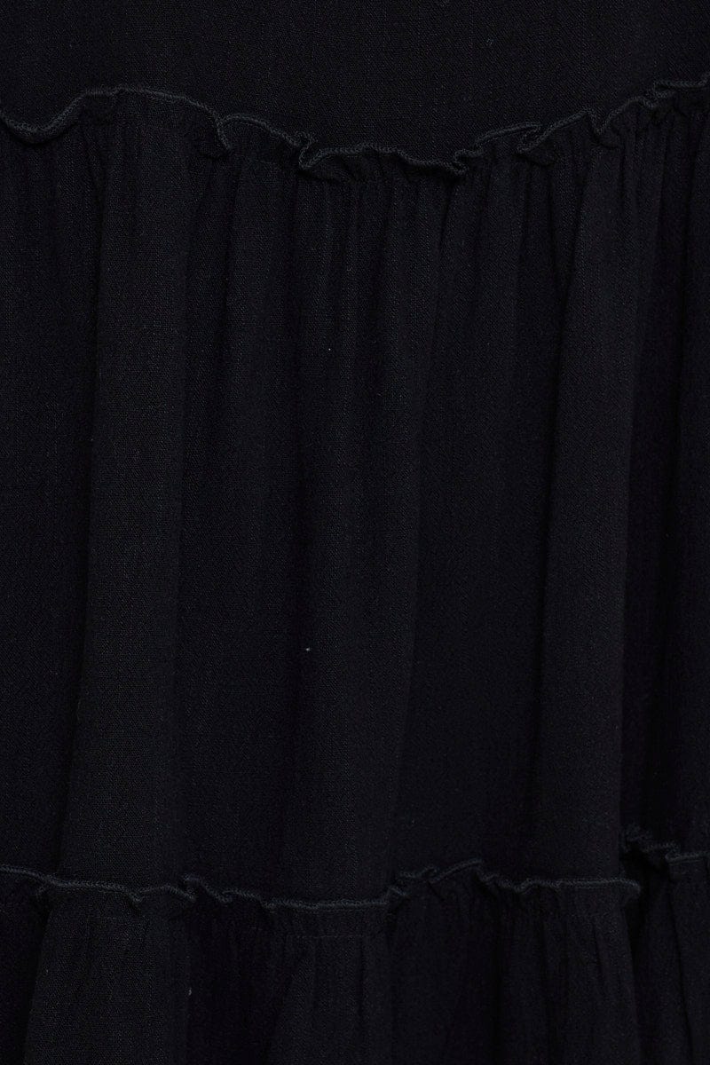 MIDI DRESS Black Midi Dress Sleeveless Tie Shoulder for Women by Ally